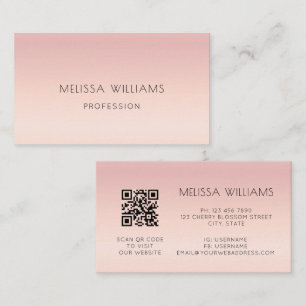 Carte De Visite Code QR Dégradé Rose pâle