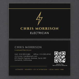 Carte De Visite Code QR d'électricien moderne
