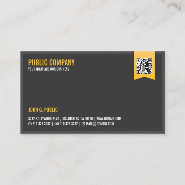 Carte De Visite Code QR d'entreprise élégant (Devant)