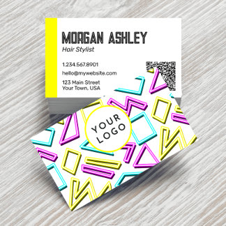Carte De Visite Code QR des accents Jaunes géométriques des années