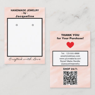 Carte De Visite Code QR des Boucles d'Oreilles Aquarelle Rose