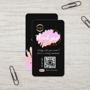 Carte De Visite Code QR des médias sociaux et logo Merci Moderne N