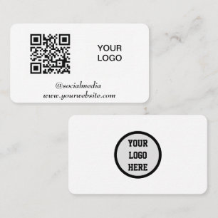 Carte De Visite Code QR des médias sociaux scannable noir professi