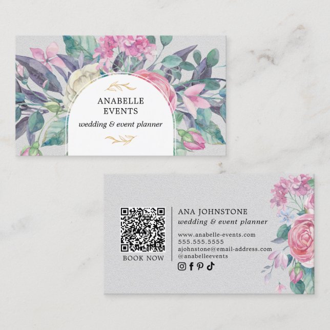 Carte De Visite Code QR des plantes élégantes (Devant / Derrière)