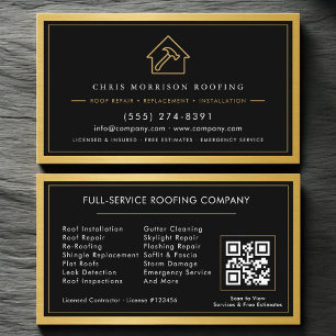 Carte De Visite Code QR des services de construction de toiture Bl