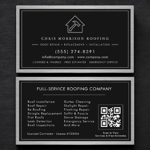 Carte De Visite Code QR des services de construction de toiture en