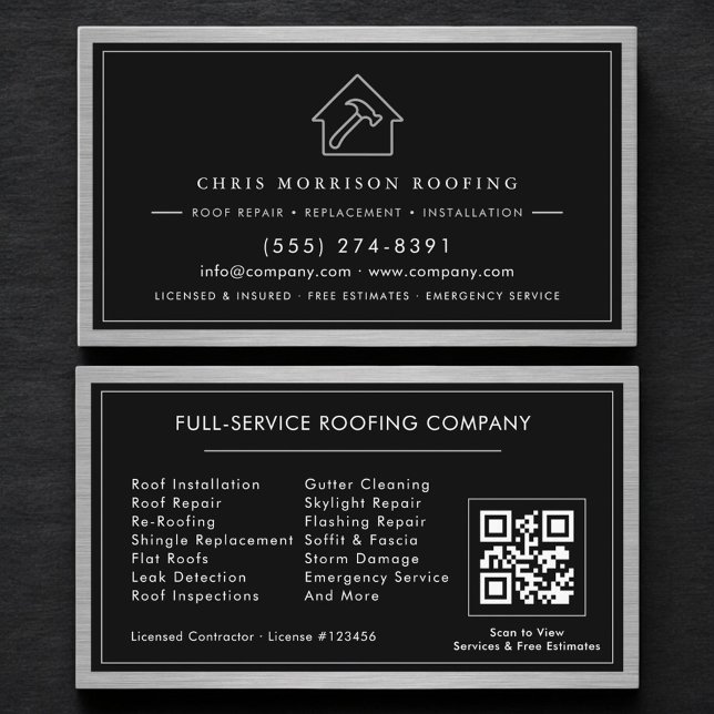 Carte De Visite Code QR des services de construction de toiture en (Créateur téléchargé)