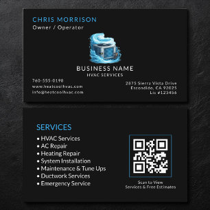 Carte De Visite Code QR des services de CVC noirs