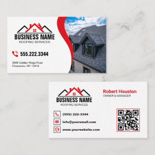 Carte De Visite Code QR des services professionnels de toiture rou