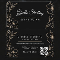 Code QR d'Esthéticienne aux motifs floraux noirs