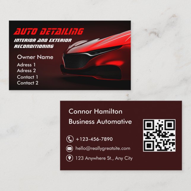 Carte De Visite Code QR - Détail automatique professionnel de la l (Devant / Derrière)