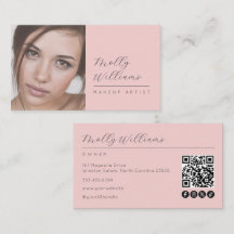 Code QR d'icône sociale de script rose poudré Phot