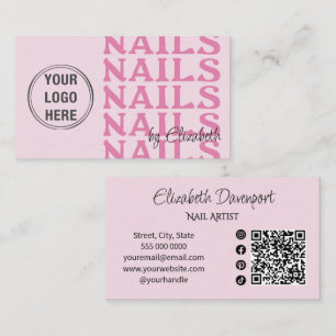 Carte De Visite Code QR d'icône sociale Logo Rose Pâle pour Salon 