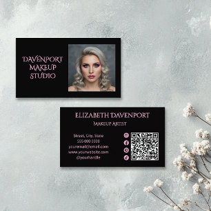 Carte De Visite Code QR d'icône sociale rose rouge foncé Photo Maq