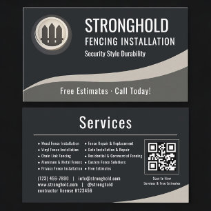 Carte De Visite Code QR d'installation de clôture professionnel