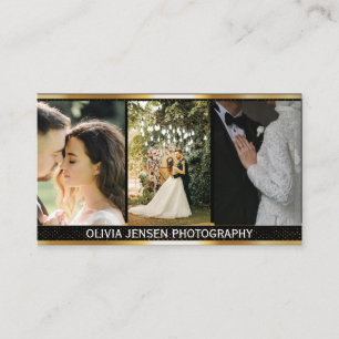 Carte De Visite Code QR Diviseur à gradient doré Photographe