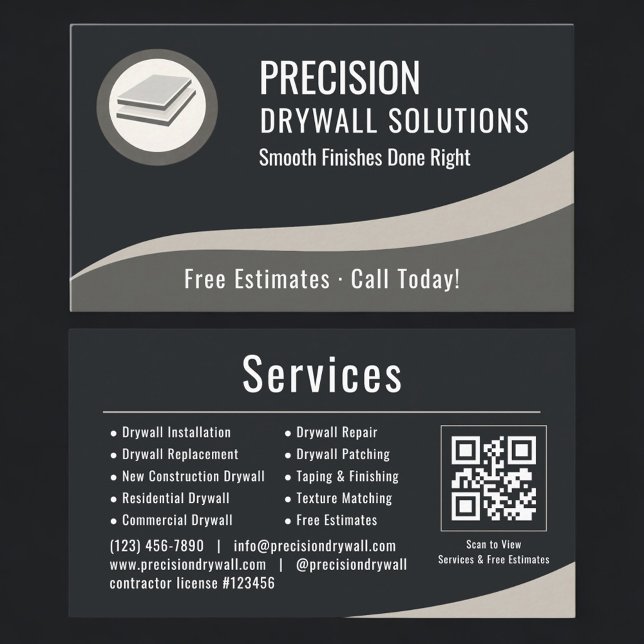 Carte De Visite Code QR Drywall Professionnel (Créateur téléchargé)