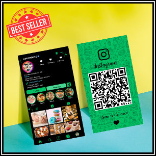 Carte De Visite Code QR du chef Instagram de la boulangerie verte 