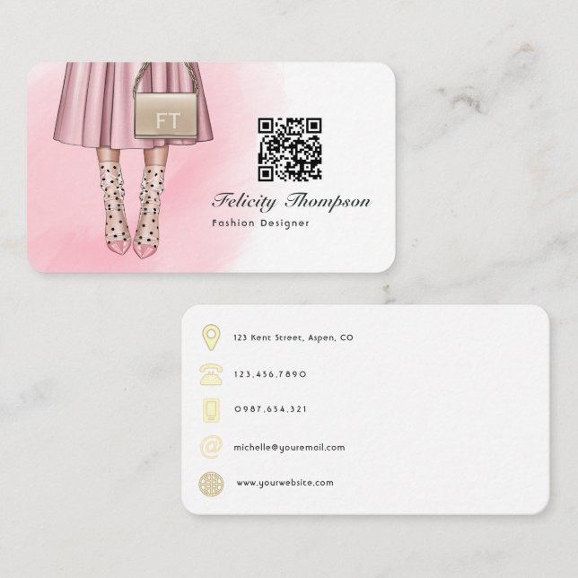 Carte De Visite Code QR du concepteur de mode (Devant / Derrière)