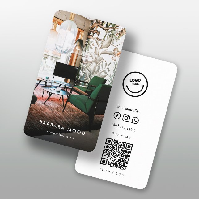 Carte De Visite Code Qr du concepteur d'intérieur moderne (Créateur téléchargé)
