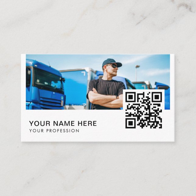 Carte De Visite Code QR du conducteur de camion (Devant)