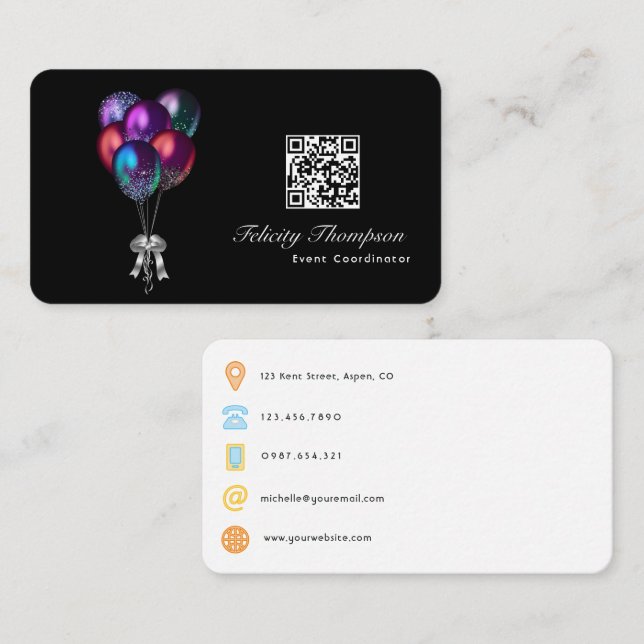 Carte De Visite Code QR du coordinateur d'événements (Devant / Derrière)