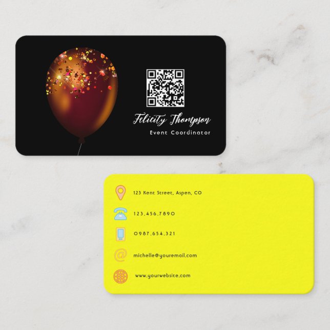 Carte De Visite Code QR du coordinateur d'événements (Devant / Derrière)