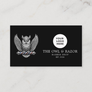 Carte De Visite Code QR du logo de barbier professionnel Silver Ow