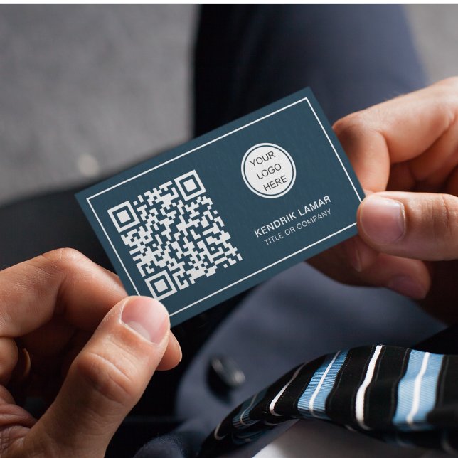 Carte De Visite Code QR du logo de la Compagnie Bleue Marine Profe (Créateur téléchargé)