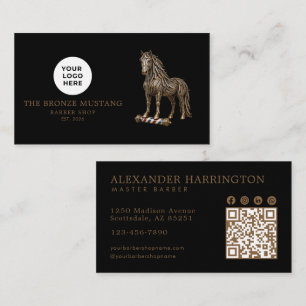 Carte De Visite Code QR du logo de l'ours en bronze de salon de co
