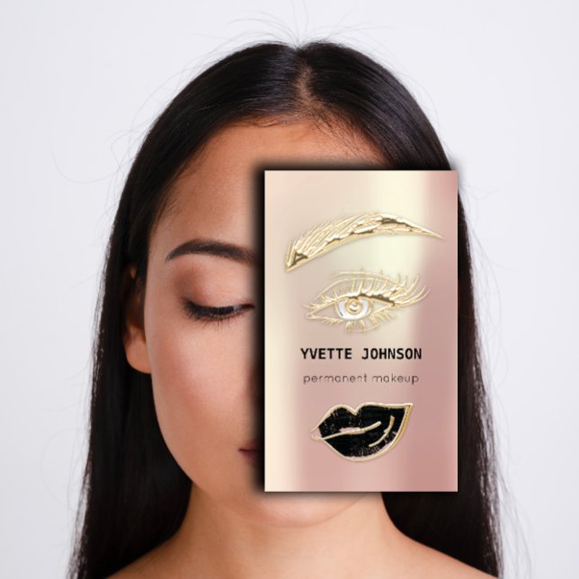 Carte De Visite Code QR du logo de maquillage Brochures profession (Professional Lashes Brows Makeup Logo QR Code Business Card)