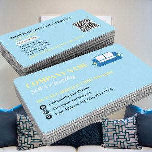 Carte De Visite Code QR du logo de nettoyage de canapé professionn