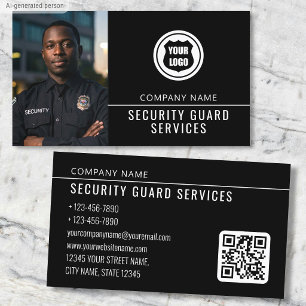 Carte De Visite Code QR du logo de services de gardiennage moderne