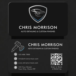 Carte De Visite Code QR du logo des services de detailing automobi