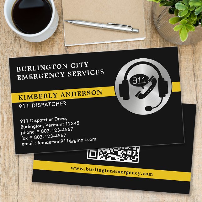 Carte De Visite Code QR du logo des services d'urgence du dispatch (Créateur téléchargé)