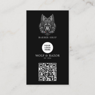 Carte De Visite Code QR du logo du salon de coiffure Modern Silver