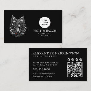 Carte De Visite Code QR du logo du salon de coiffure professionnel