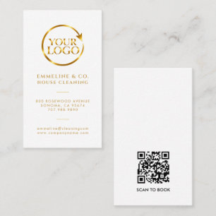 Carte De Visite Code QR du logo du service de nettoyage de maison