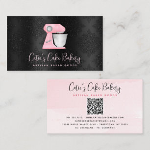 Carte De Visite Code QR du mélangeur de boulangerie rose blush sur