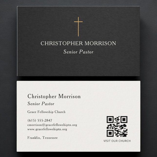 Carte De Visite Code QR du pasteur de l'église (Créateur téléchargé)