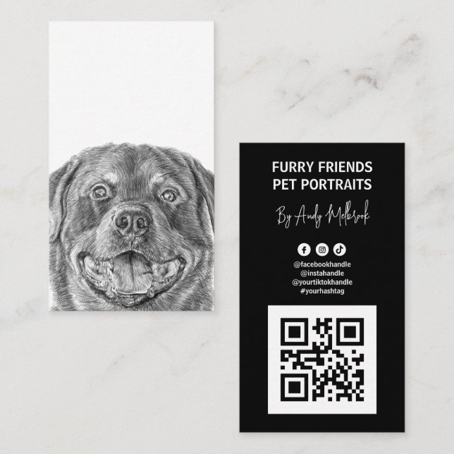 Carte De Visite Code QR du Portrait d'animal (Devant / Derrière)
