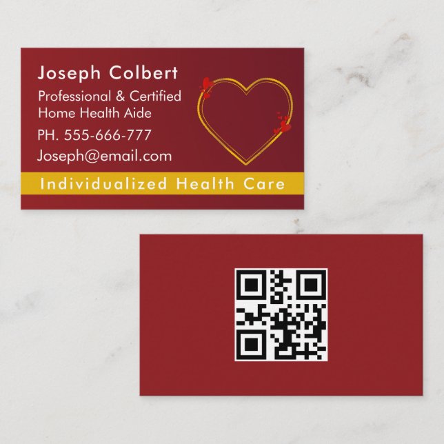 Carte De Visite Code qr du professionnel de la santé (Devant / Derrière)