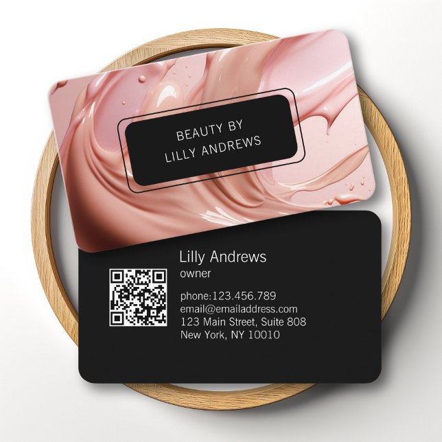 Carte De Visite Code QR du Salon de Beauté Rose Blush (Blush Pink Beauty Salon QR Code Business Card)