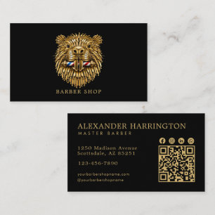 Carte De Visite Code QR du salon de coiffure Elegant Golden Beaver