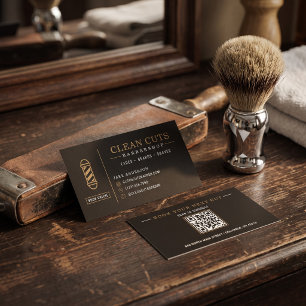 Carte De Visite Code QR du salon de coiffure pour hommes