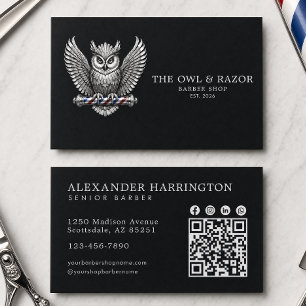 Carte De Visite Code Qr du Salon de Coiffure Professionnel Barber 