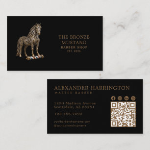 Carte De Visite Code QR du Salon de Coiffure Professionnel Bronze