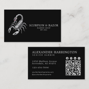 Carte De Visite Code Qr du Salon de Coiffure Professionnel Scorpio