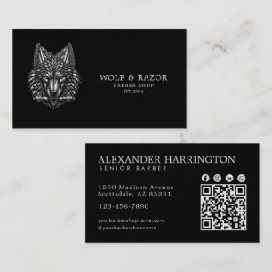 Carte De Visite Code Qr du Salon de Coiffure Professionnel Silver