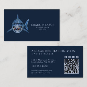 Carte De Visite Code Qr du Salon de Coiffure Steel Shark Professio